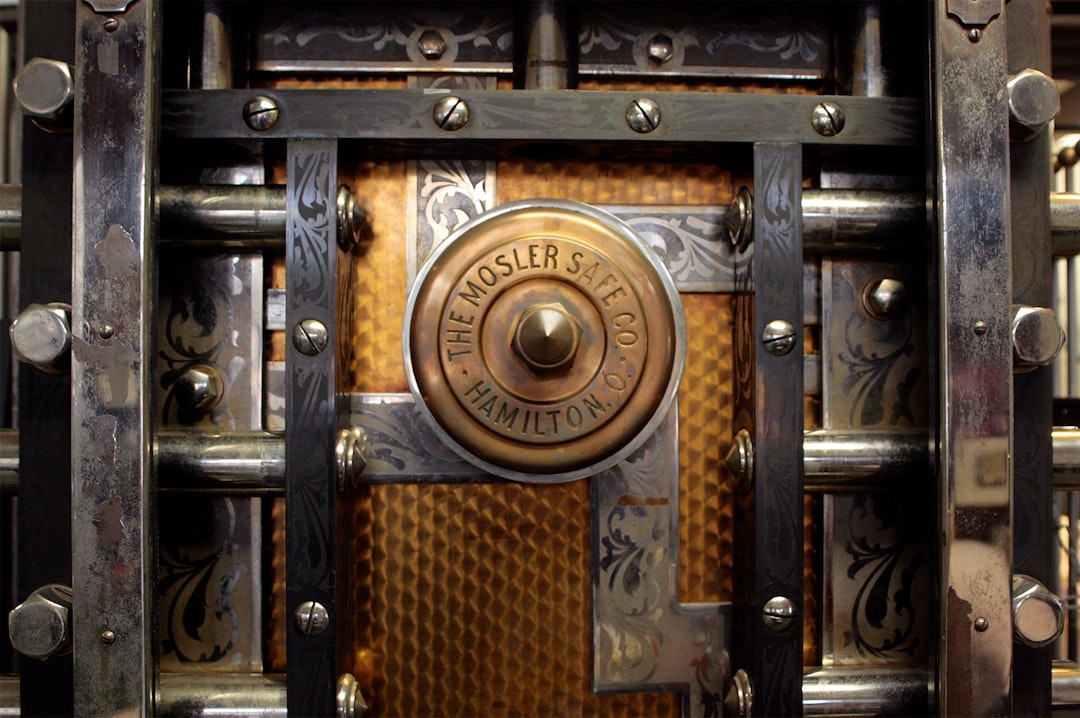 A digital lock protecting a stack of data servers, symbolizing data encryption at rest.